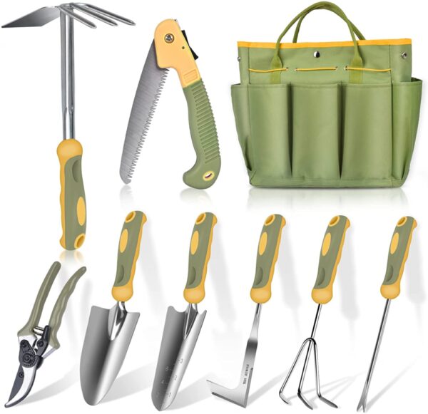 Garden Tool Set, WisaKey 9 Piece Stainless Stee