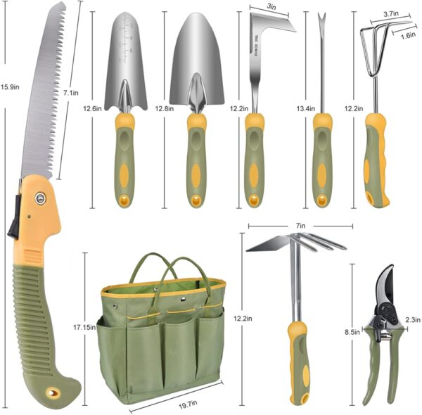 Garden Tool Set, WisaKey 9 Piece Stainless Stee - Image 2